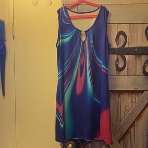 Multicolor Sleeveless Keyhole Top